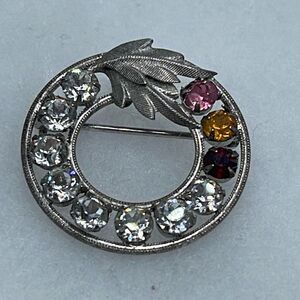 Vintage dce Curtis sterling silver cut glass brooch